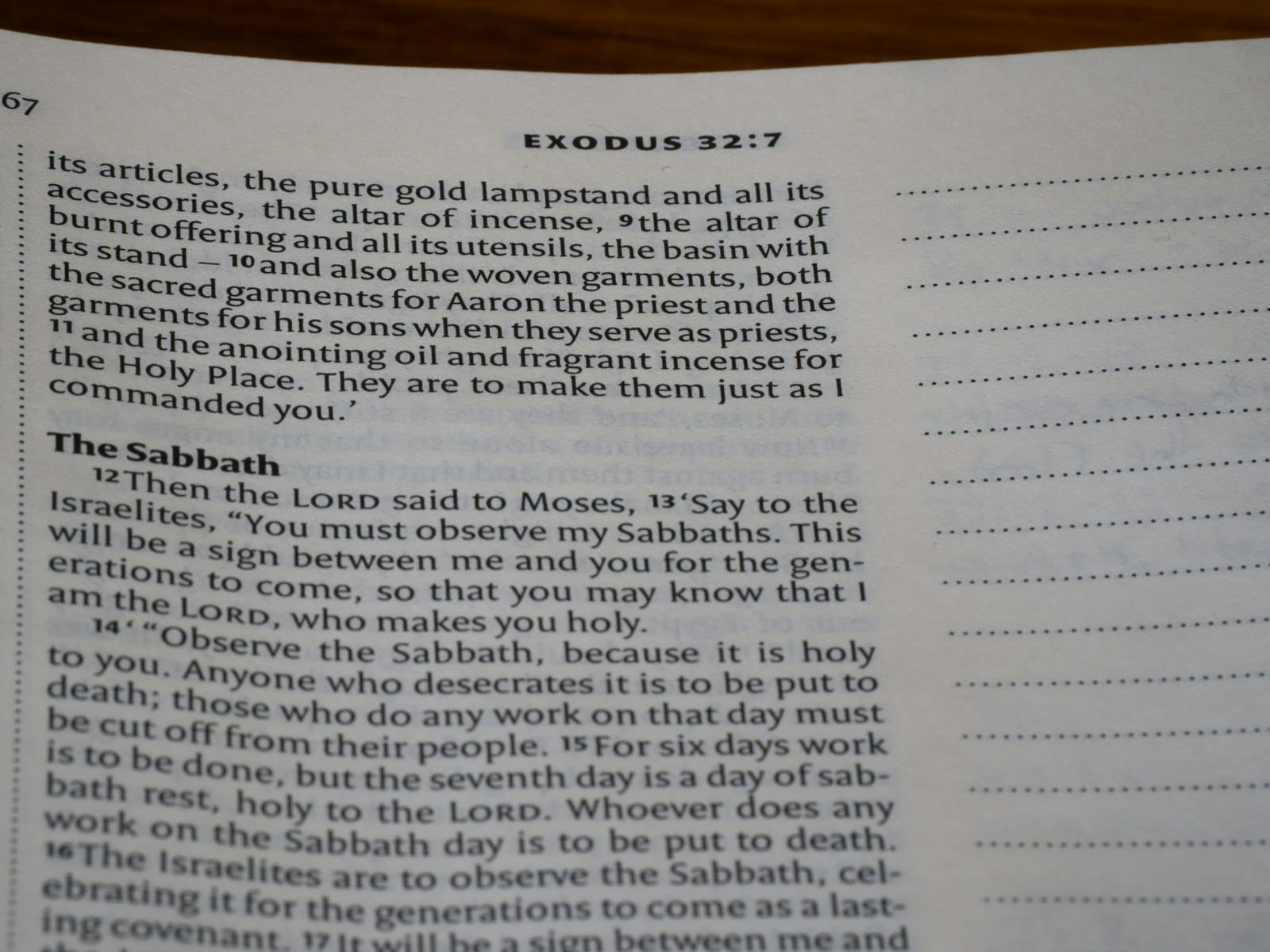 Close-up of text from the book of exodus
